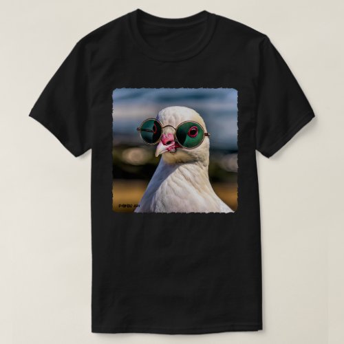 24036_ White Pigeon With Sunglasses T_Shirt