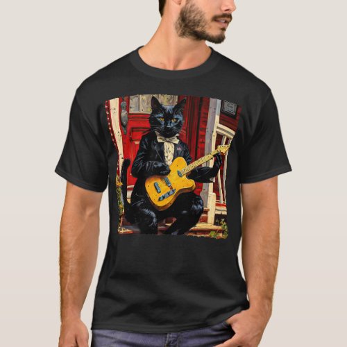 24065_Back Cat On Tele T_Shirt
