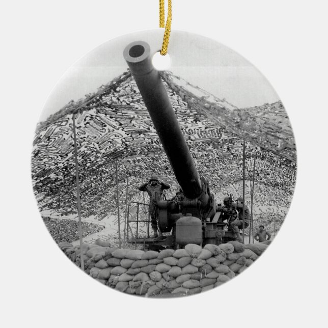 240mm howitzer of Battery B 697th Field Artillery Ceramic Ornament (Front)