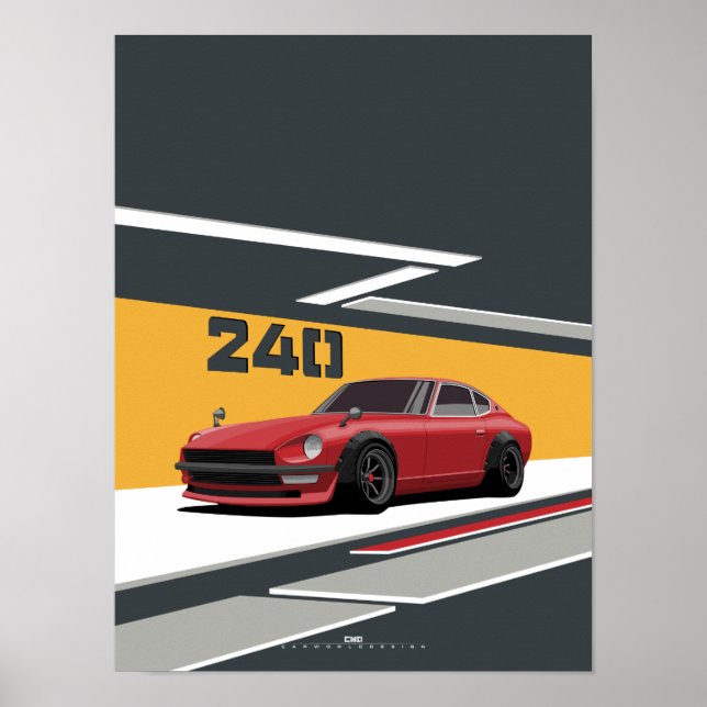 240Z Classic Red Japanese Performance Poster (Front)