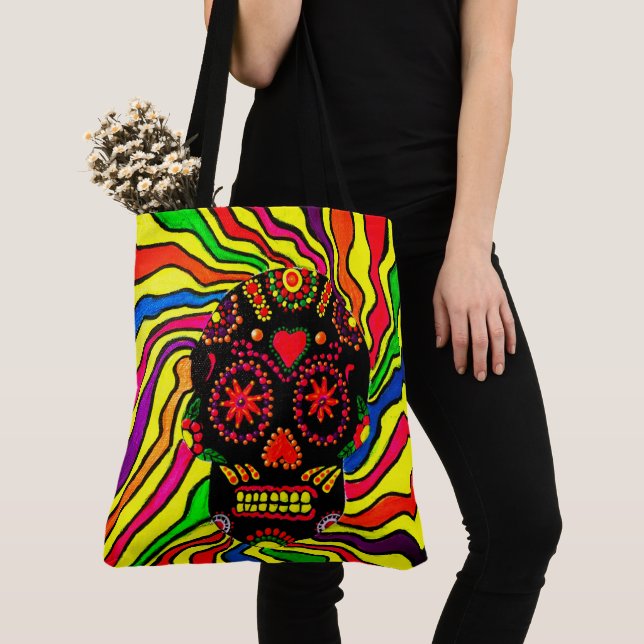 243 - Neon Skull -  Tote Bag (Close Up)