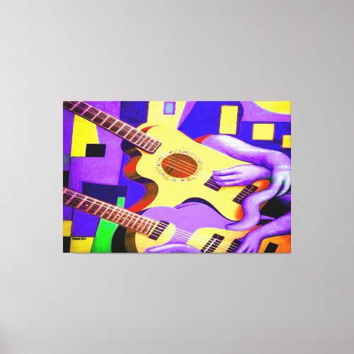 24_001 guitar cubism art canvas print