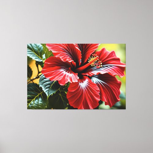 24_014 Red Hibiscus Large Gallery Wrap Canvas Print