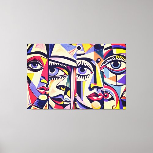 24_041 Cubist Faces Abstract Art Canvas Print