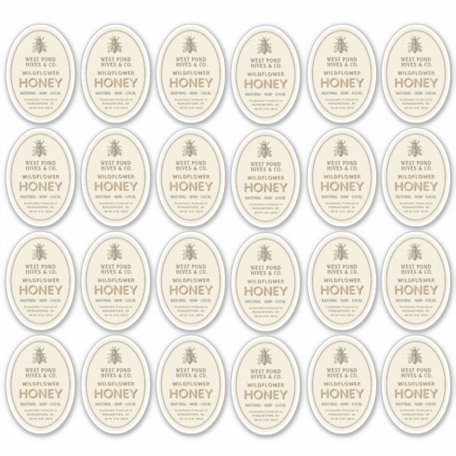 (24) 2.75" x 2"  8 oz Queenline Honey Jar Labels   (Front)