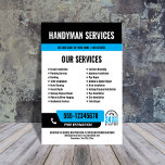24/7 Handyman & Plumbing Services BLACK BLUE Flyer<br><div class="desc">Promote your 24-hour handyman or plumbing services with this bold, customizable flyer designed to grab attention fast. Featuring your phone number in a high-visibility layout and a clear 24/7 icon, it instantly signals emergency availability. All colors and text are fully editable, so you can match your brand and highlight key...</div>