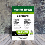 24/7 Handyman & Plumbing Services BLACK GREEN Flyer<br><div class="desc">Promote your 24-hour handyman or plumbing services with this bold, customizable flyer designed to grab attention fast. Featuring your phone number in a high-visibility layout and a clear 24/7 icon, it instantly signals emergency availability. All colors and text are fully editable, so you can match your brand and highlight key...</div>