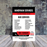 24/7 Handyman & Plumbing Services BLACK RED Flyer<br><div class="desc">Promote your 24-hour handyman or plumbing services with this bold, customizable flyer designed to grab attention fast. Featuring your phone number in a high-visibility layout and a clear 24/7 icon, it instantly signals emergency availability. All colors and text are fully editable, so you can match your brand and highlight key...</div>