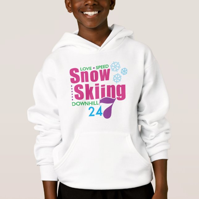 24/7 Snow Skiing Hoodie (Front)