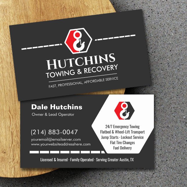24/7 Towing Service Roadside Assistance Business Card (Creator Uploaded)