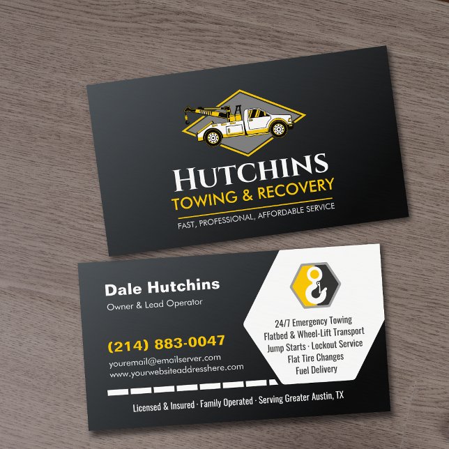 24/7 Towing Service Roadside Assistance Business Card (Creator Uploaded)