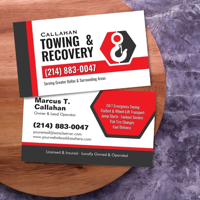 24/7 Towing Service Roadside Assistance Business Card (Creator Uploaded)