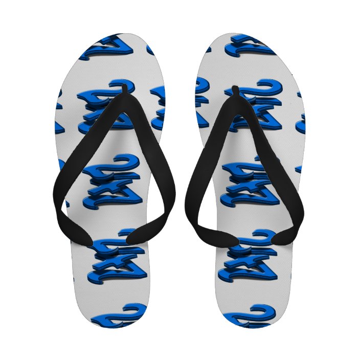 24 7    Twenty Four Seven   Blue Text Flip Flops