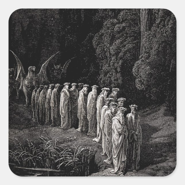 24 Elders in the Heavenly Pageant - Purgatory Square Sticker (Front)