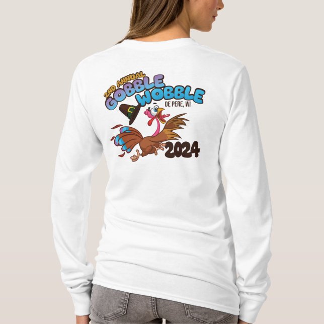 24 Gobble Wobble - Womens Long Sleeve - White T-Shirt (Back)