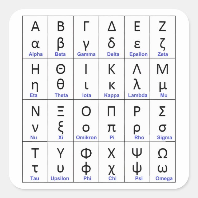 24 Greece Letters | Greek Alphabet  Square Sticker (Front)