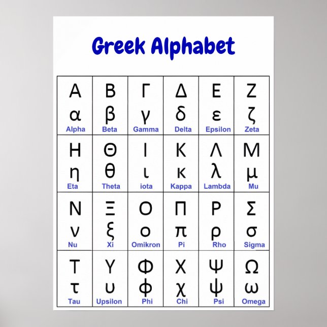 24 Greece Letters | Greek Alphabet Vertical  Poster (Front)