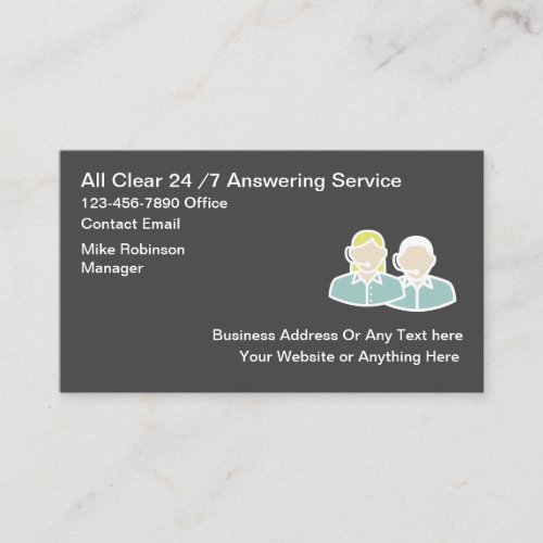 24 Hour Business Answering Service Business Card