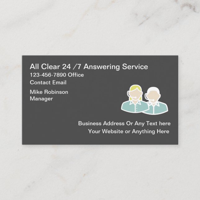 24 Hour Business Answering Service Business Card (Front)