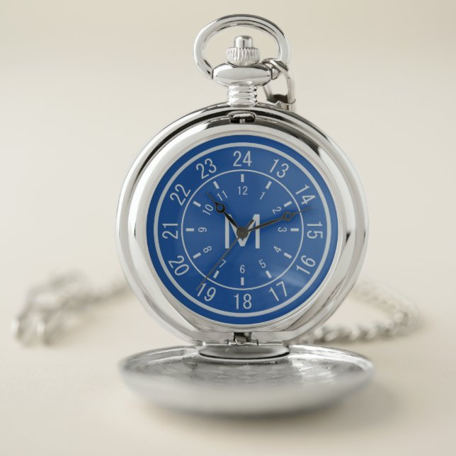24-HOUR DIAL custom monogram & color pocket watch (Inside)