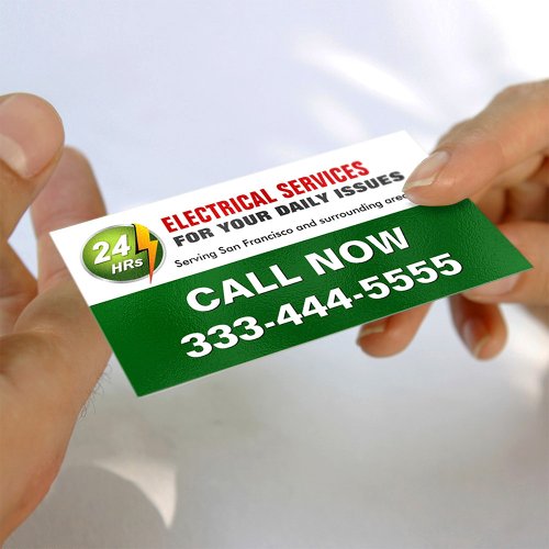 24 Hour Electrician Electrical Power Lighting Business Card