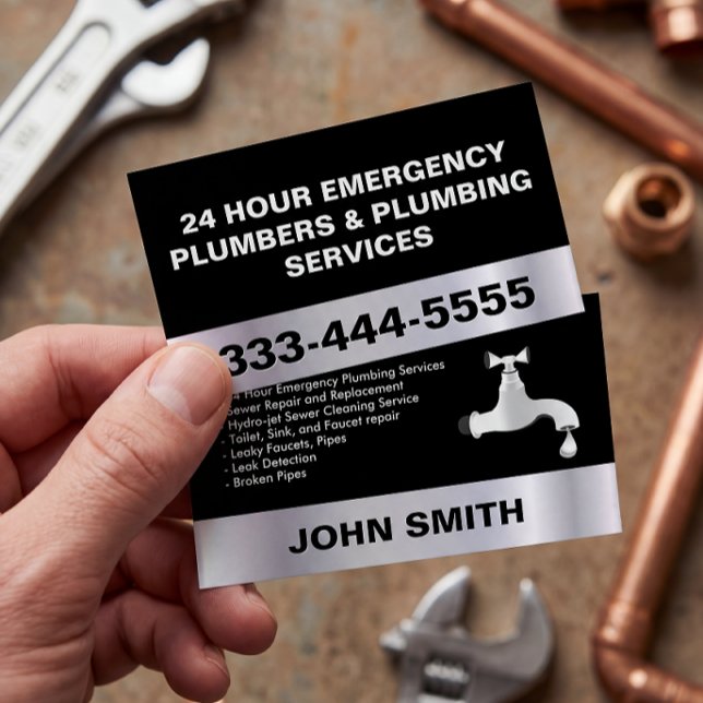 24 HOUR EMERGENCY PLUMBERS & PLUMBING SERVICES BUSINESS CARD (Creator Uploaded)