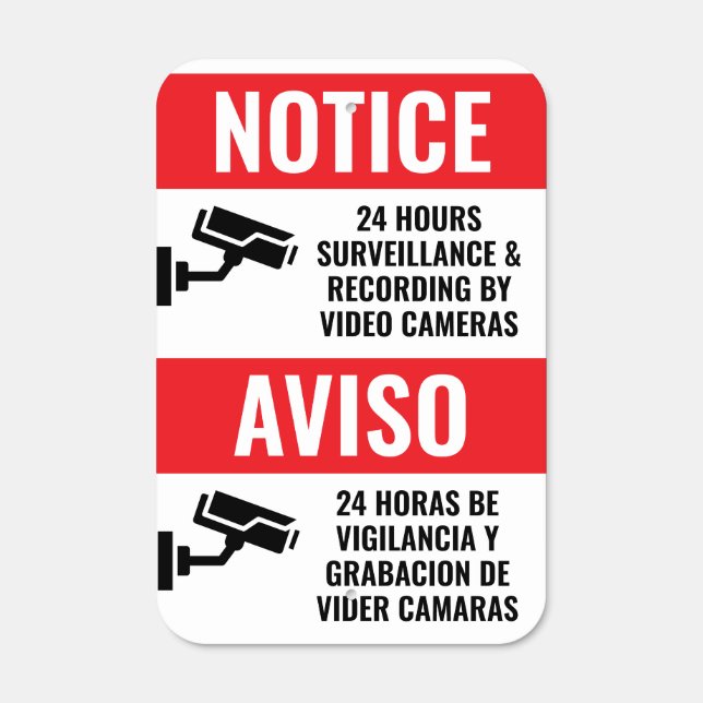 24 Hour Video Surveillance Sign - Laminated (Front)
