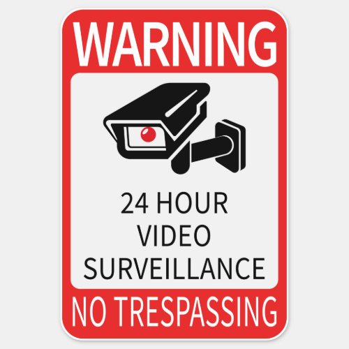 24 Hour Video Surveillance Sign Sticker