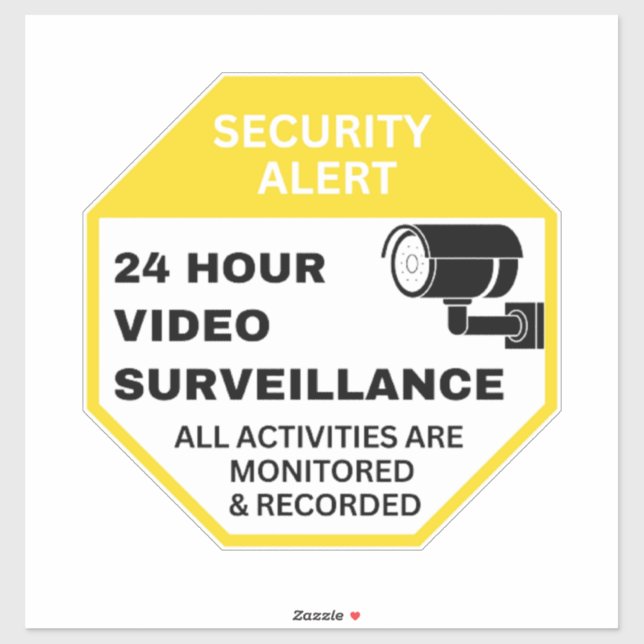 24 Hour Video Surveillance  Sticker (Sheet)