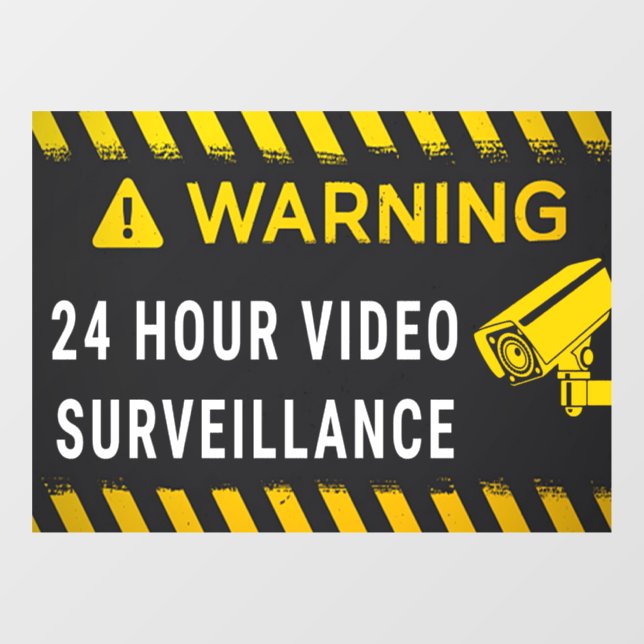 24 Hour Video Surveillance Window Cling (Sheet)