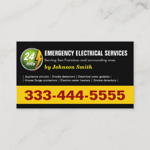 24 Hours Emergency Electrical Service - Two Sided Business Card