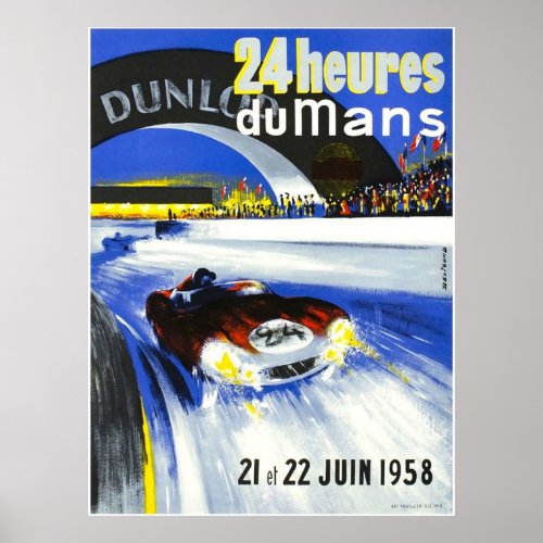 24 Hours of LeMans  1958 Art Poster