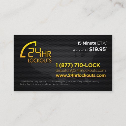 24 Hr Lockouts Business Card
