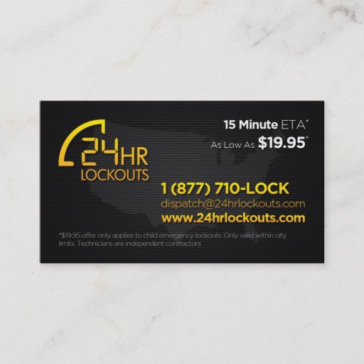Customizable 24 Hr Lockouts Business Card