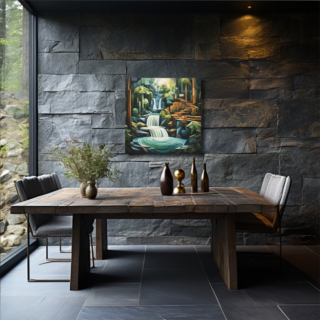 24 Inch Square Abstract Waterfall and Trees  Canvas Print (Creator Uploaded)