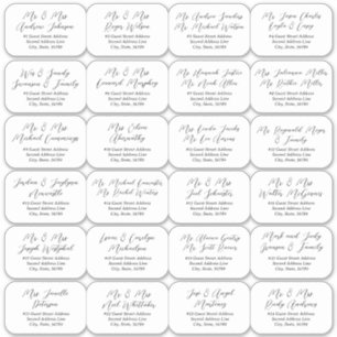 24 Individual Black Wedding Guest Address Labels