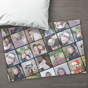 24 Instagram Photo Collage with Custom Text Pillow Case
