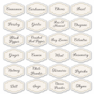 24 kitchen herbs and spices pantry labels stickers