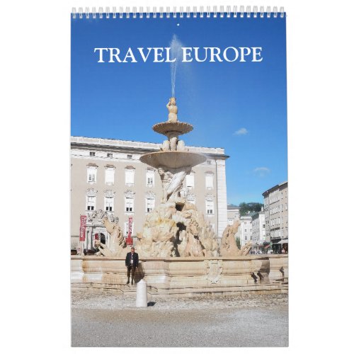 24 month Travel Europe Single Page Calendar