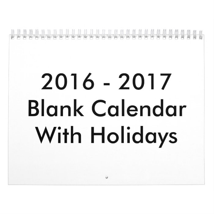 24 Months Blank Calendar 2016 2017 With Holidays Zazzle