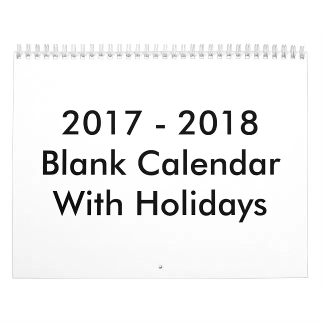 24 Months Blank Calendar 2017 - 2018 With Holidays | Zazzle