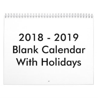 24 Months Blank Calendar 2018- 2019 With Holidays
