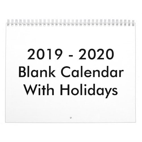 24 Months Blank Calendar 2019 _ 2020 With Holidays