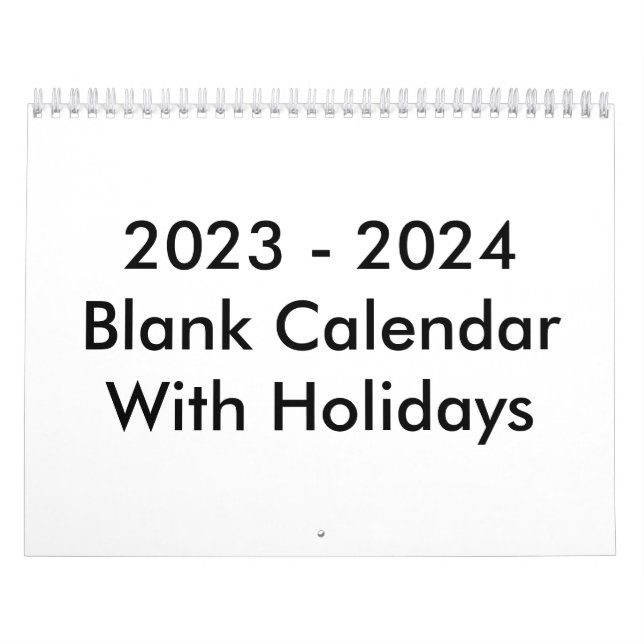 24 Months Blank Calendar 2023 - 2024 With Holidays (Cover)