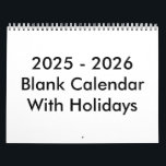 24 Months Blank Calendar 2025 - 2026 With Holidays<br><div class="desc">In 24 months Blank Calendar 2025 - 2026 with holidays you can find changeable text on front page and holidays and events in U.S. and Canada.</div>
