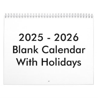 24 Months Blank Calendar 2025-2026 With Holidays