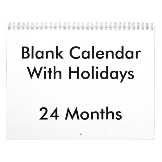 24 Months Blank Calendar With Holidays