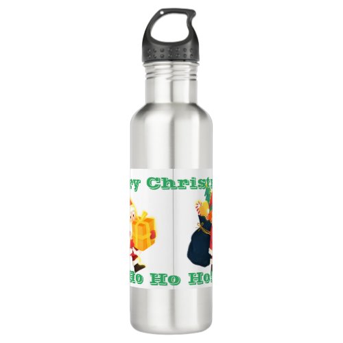 24 oz Size Merry Christmas Wishes text Printed Joy Stainless Steel Water Bottle