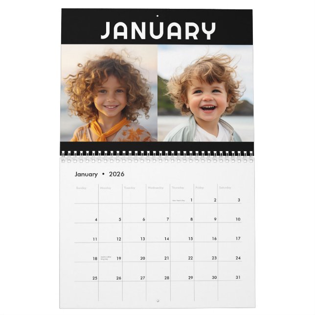 24 Photo - 2 Per Month Modern Family Calendar (Jan 2026)