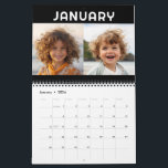 24 Photo - 2 Per Month Modern Family Calendar<br><div class="desc">Add your favorite photos to make a modern photography calendar. Each month includes room for 2 photos. 
For best results,  crop your photos into squares before uploading. All the colors can be changed in the advanced design area.</div>